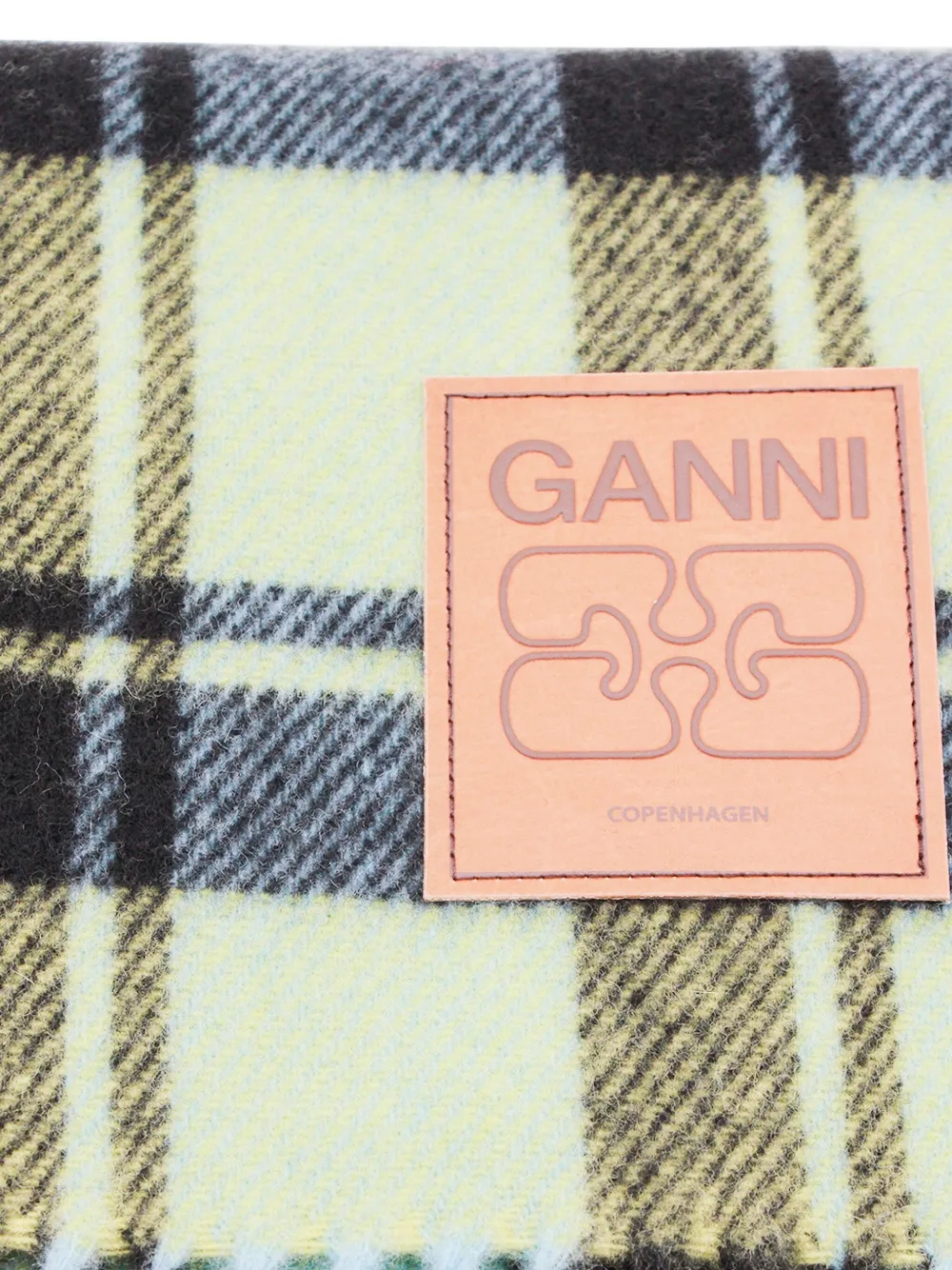 GANNI plaid fringed scarf - Geel