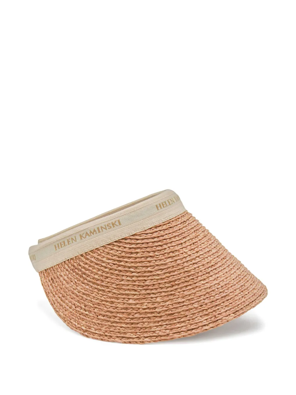 Helen Kaminski Bianca Logo Raffia Visor Hat In Brown