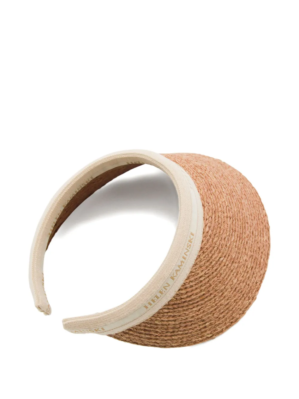 Helen Kaminski Bianca Logo Raffia Visor Hat In Brown