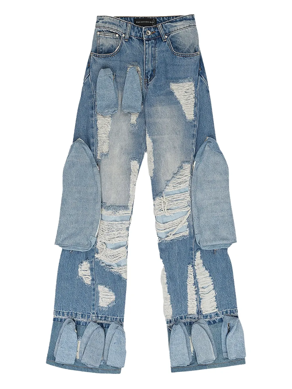 Who Decides War Multi-pocket Distressed Jeans In Blue