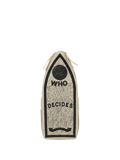 Who Decides War embroidered-logo backpack