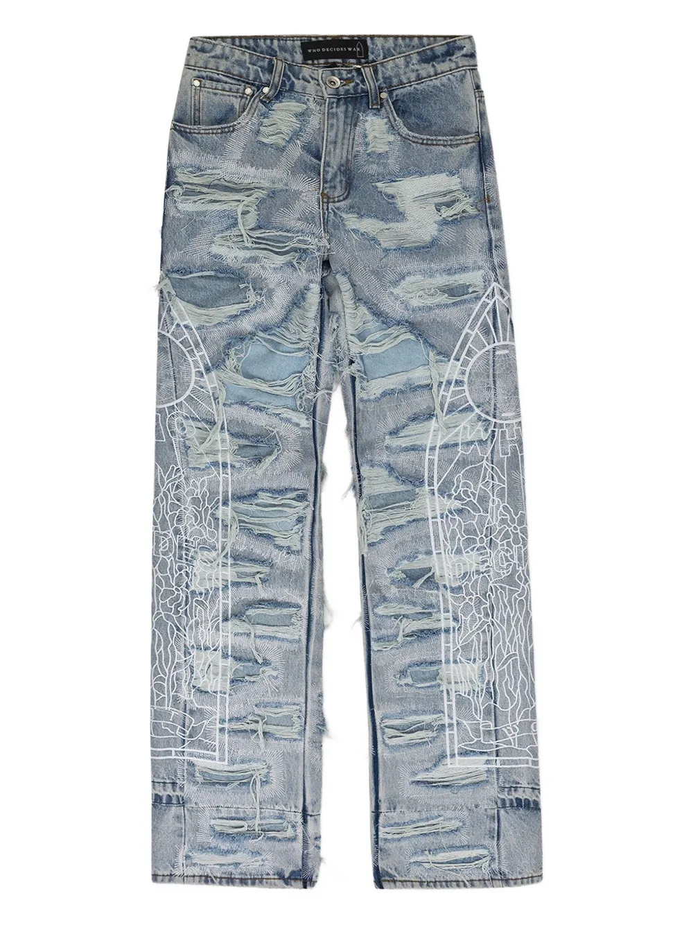 Who Decides War Distressed Straight-fit Jeans In Blue