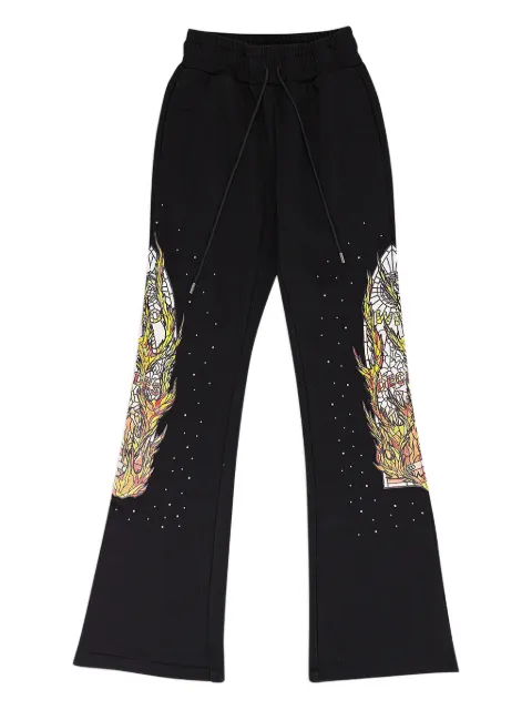 Who Decides War flame-patch sweatpants