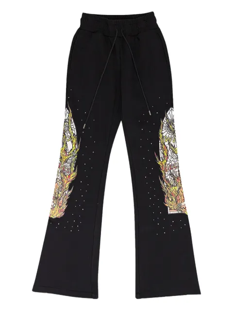 Who Decides War flame-patch sweatpants