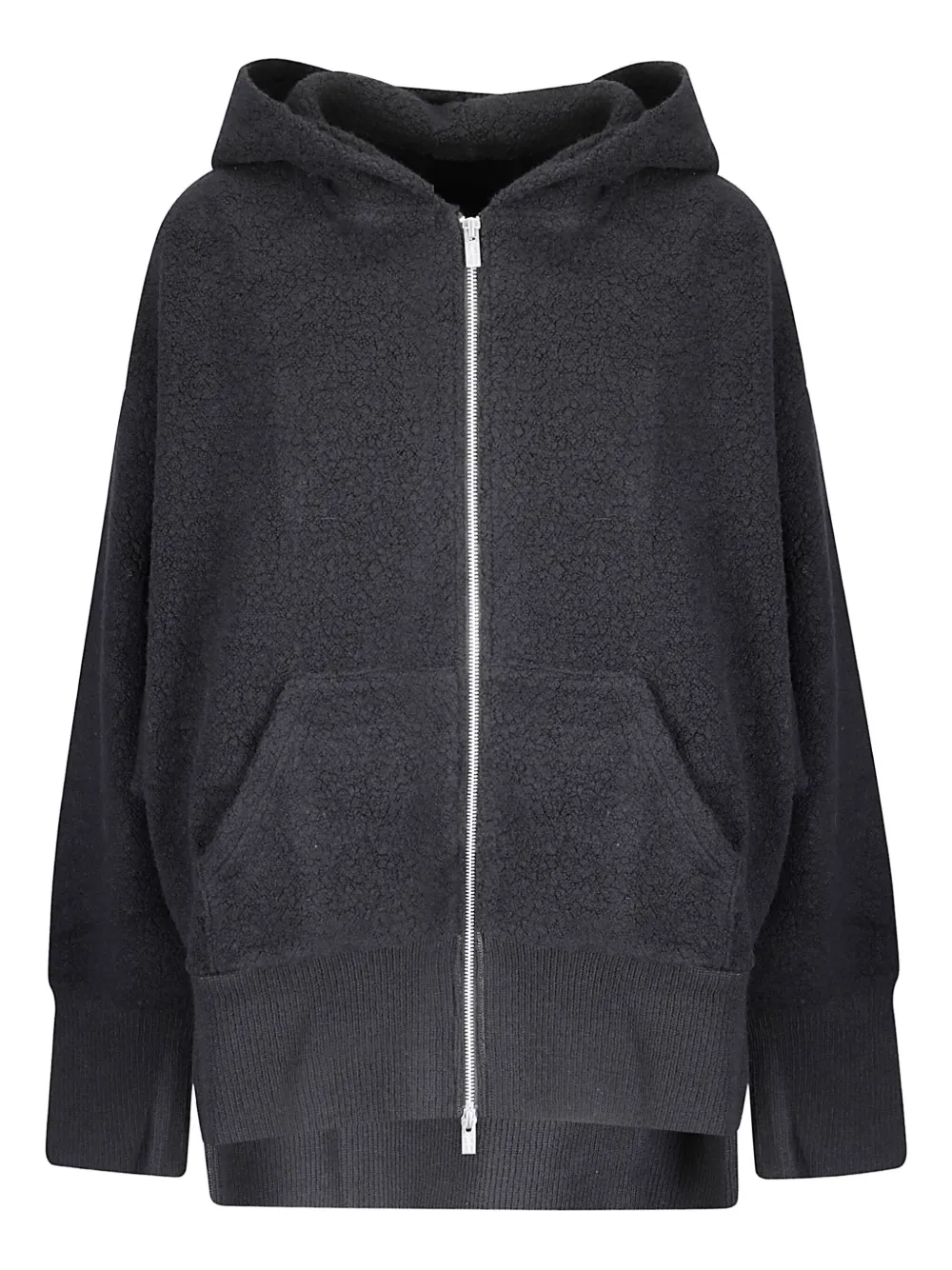 Yohji Yamamoto fleece-texture zip-up hoodie | gris | Image 1