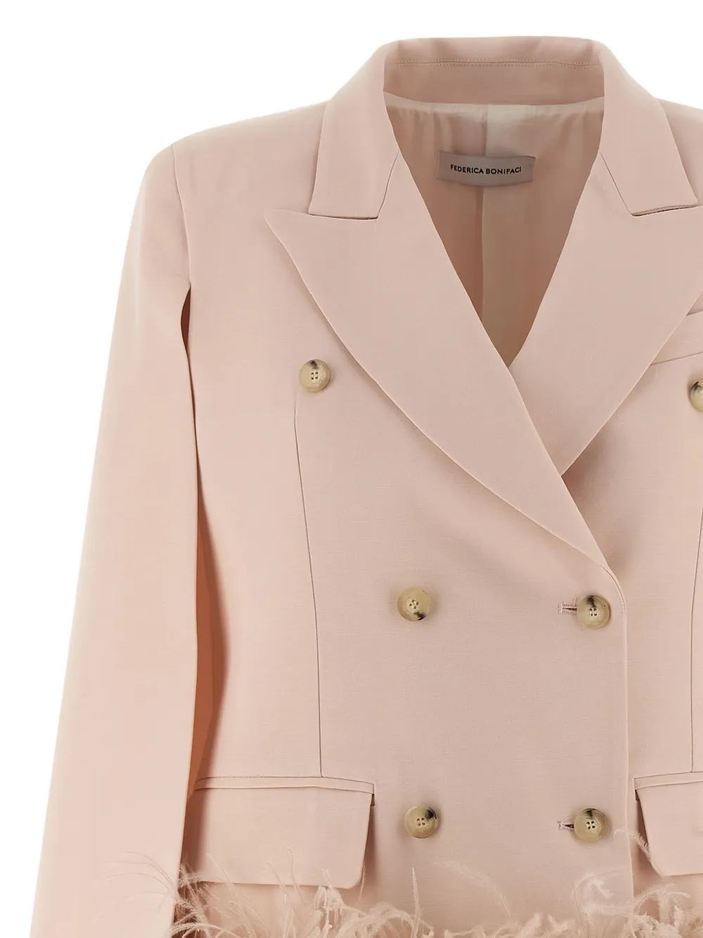 Federica Bonifaci Feather Double-breasted Blazer In Pink
