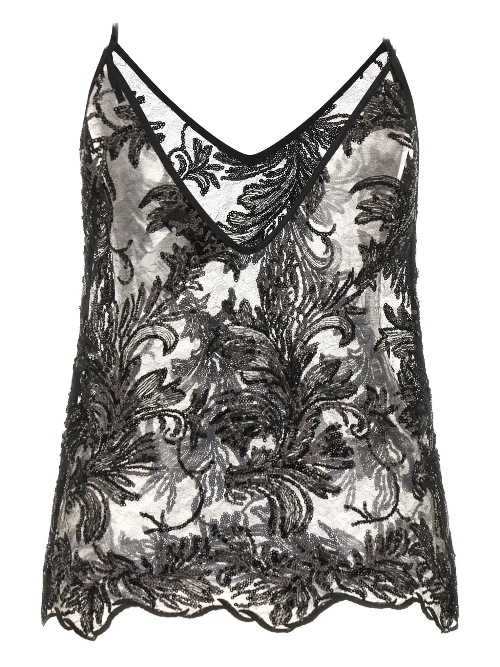 Le Twins Sequin Appliqué Alba Top In Black