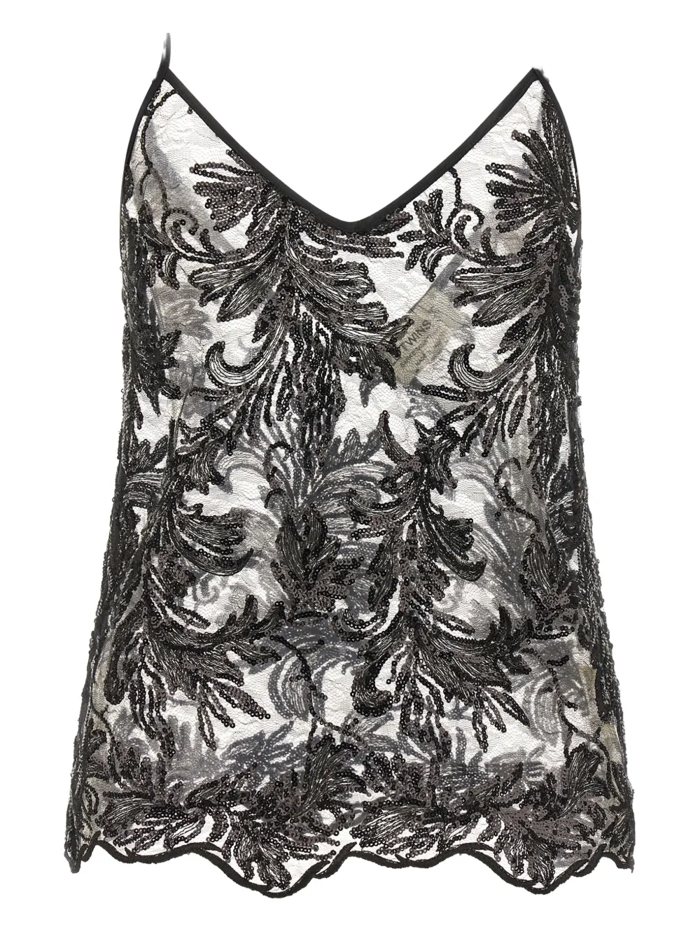Le Twins Sequin Appliqué Alba Top In Black