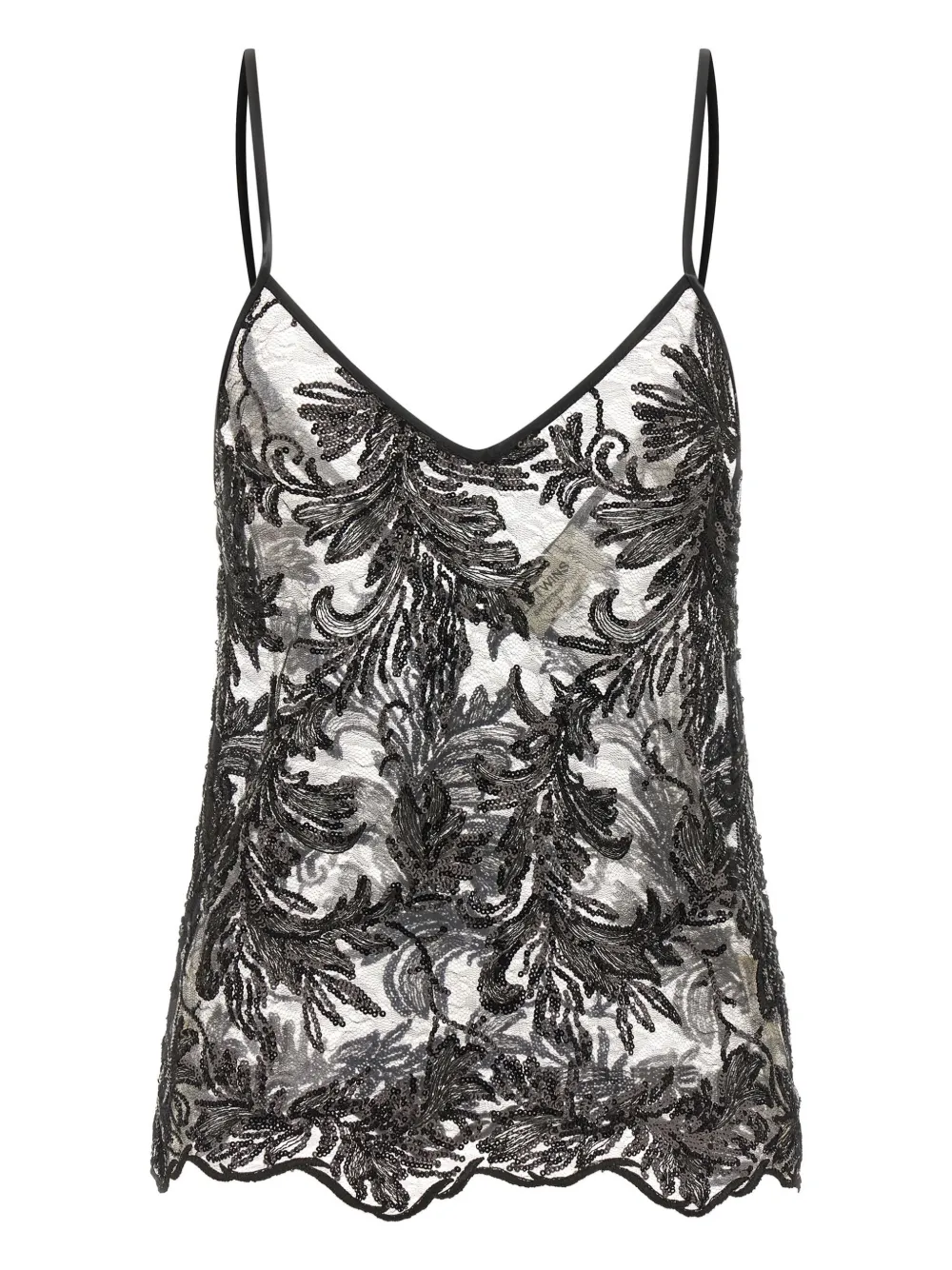 LE TWINS sequin appliqué alba top | Black | Image 1
