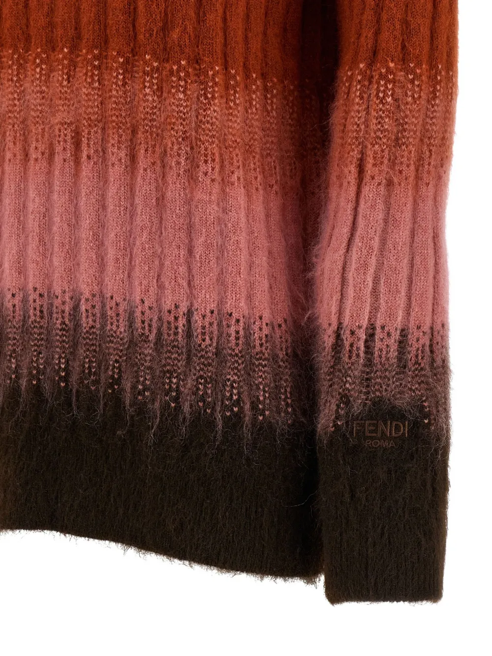 Fendi Ribbed Logo-embroidered Knit Sweater In Multi