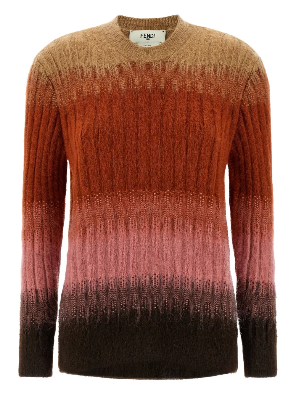 Fendi Ribbed Logo-embroidered Knit Sweater In Multi