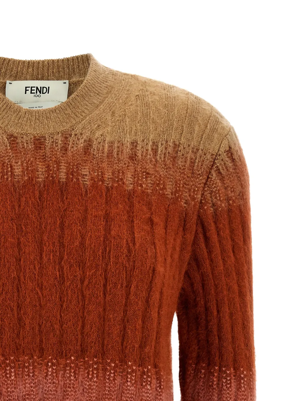Fendi Ribbed Logo-embroidered Knit Sweater In Multi
