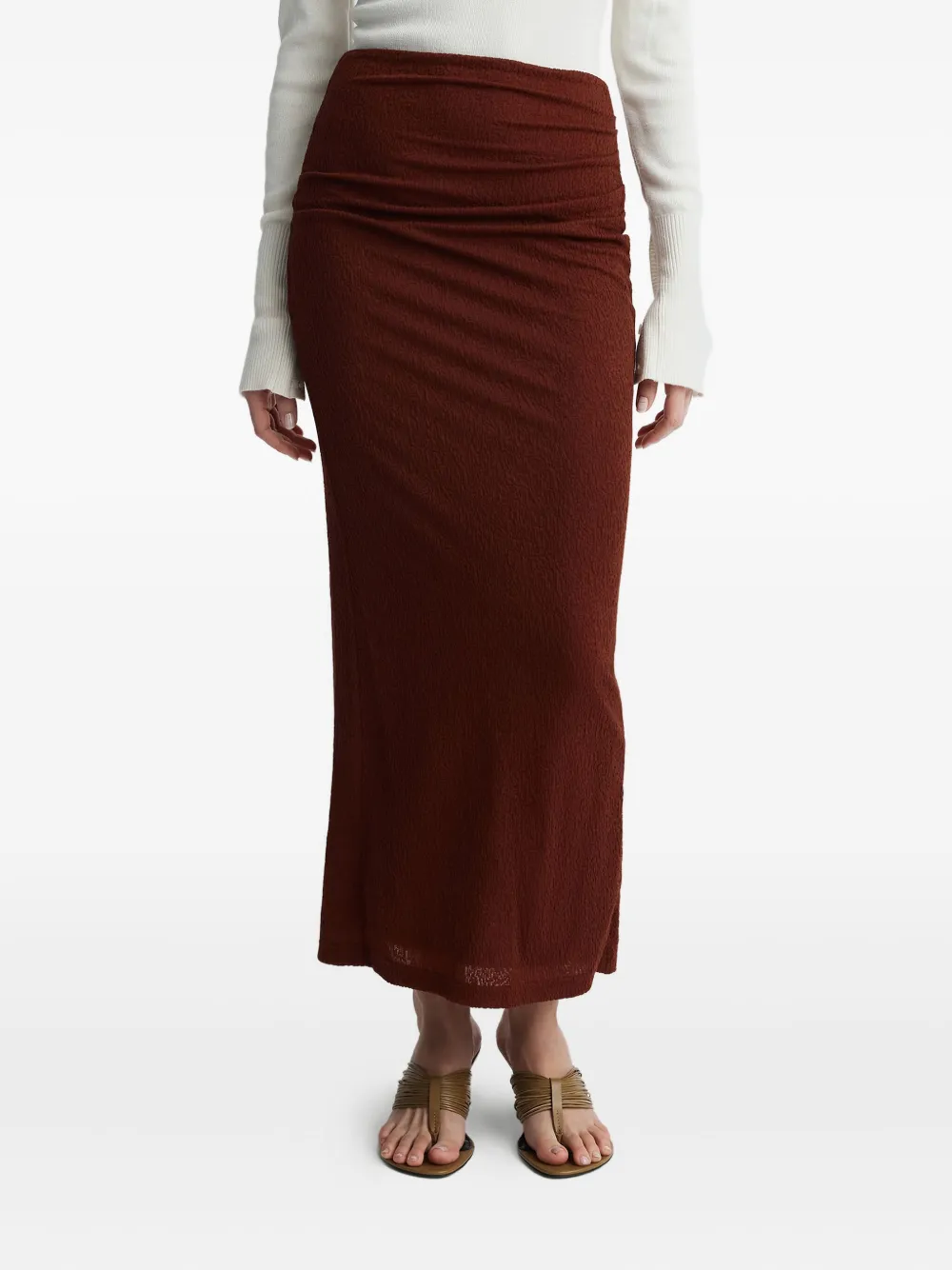 Anna Quan Vesper Gathered Maxi Skirt In Red