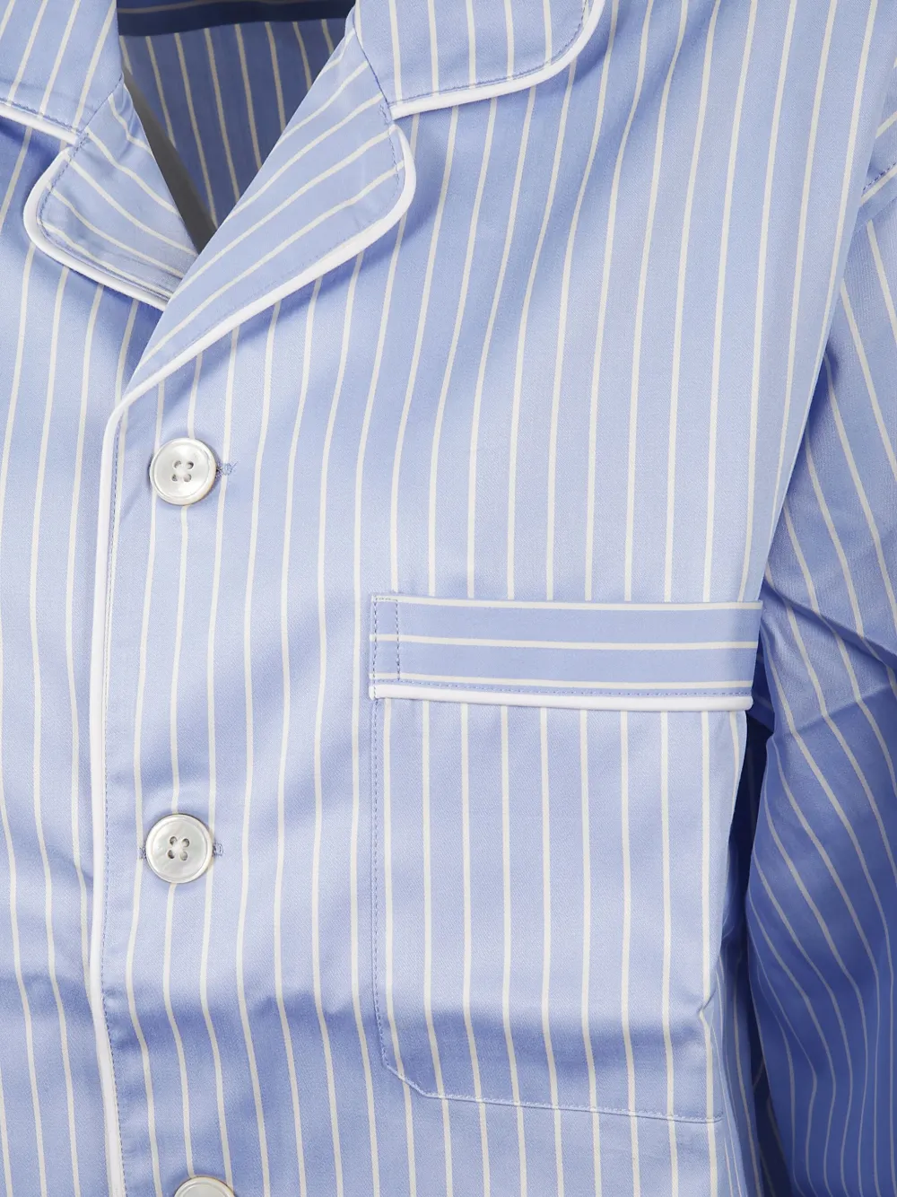 Tekla Striped Button-front Pajama Shirt In Blue