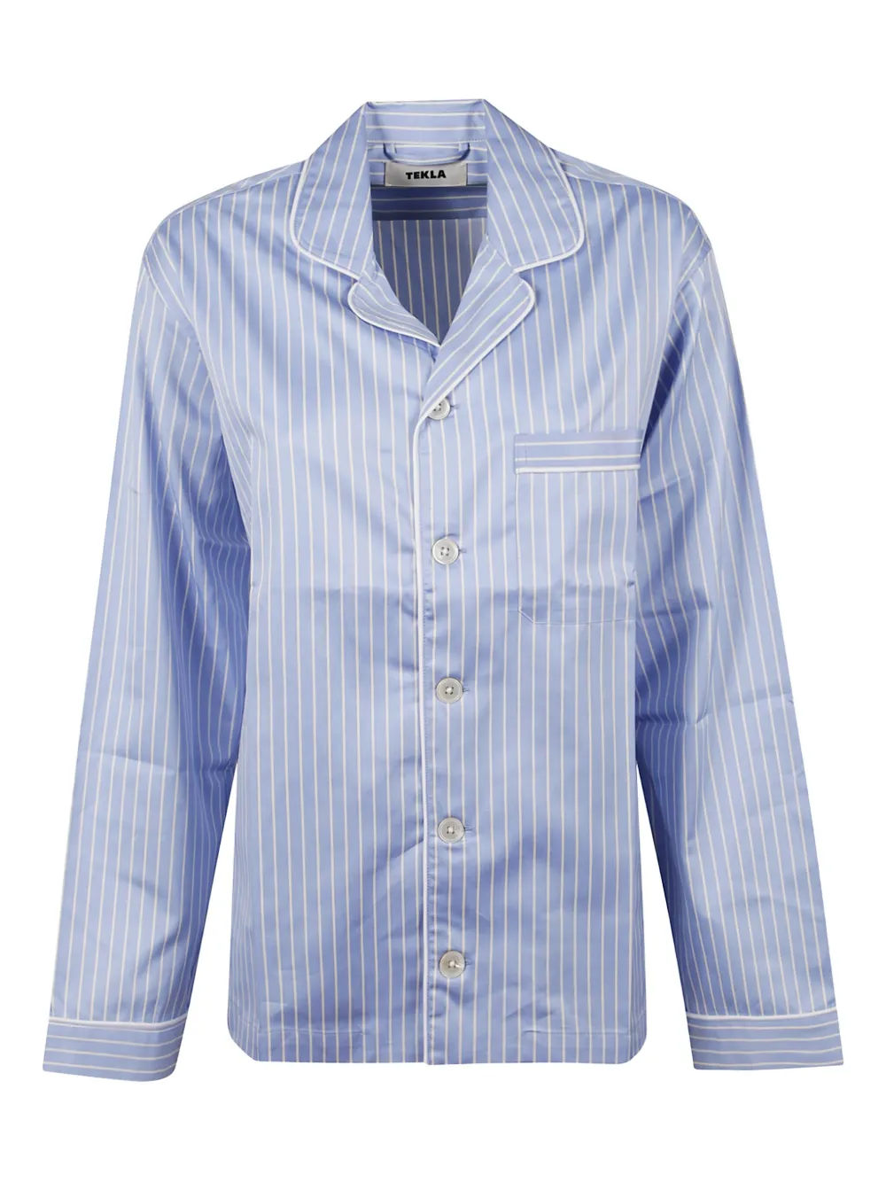 TEKLA striped button-front pajama shirt | Blue | Image 1