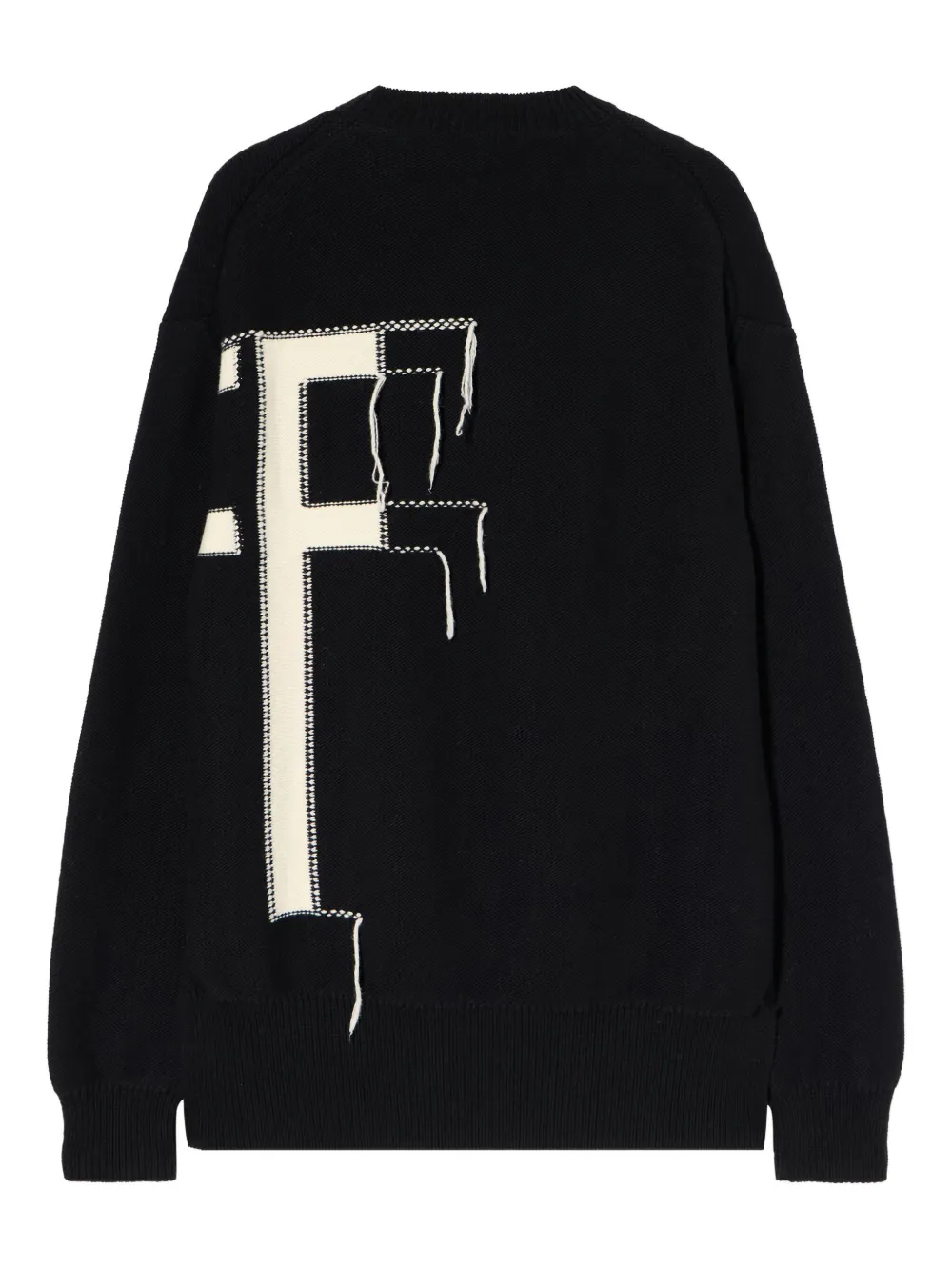 Off-White intarsia crew-neck sweater - Zwart