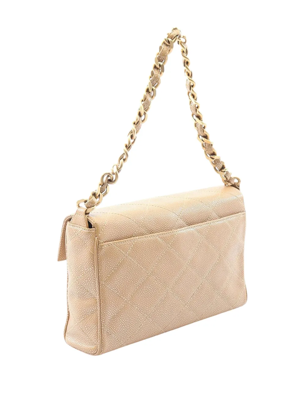 Pre-owned Chanel 2000-2002 Caviar Cc Turnlock Single Flap Handbag In Brown