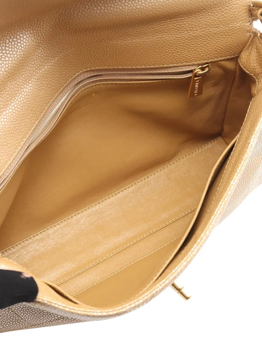 Pre-owned Chanel 2000-2002 Caviar Cc Turnlock Single Flap Handbag In Brown