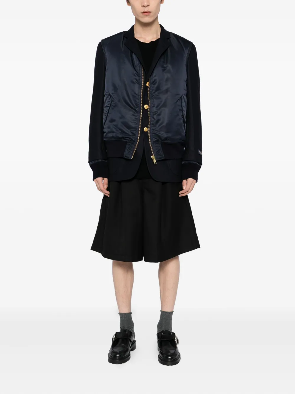 Junya Watanabe Layered Bomber Jacket In Blue