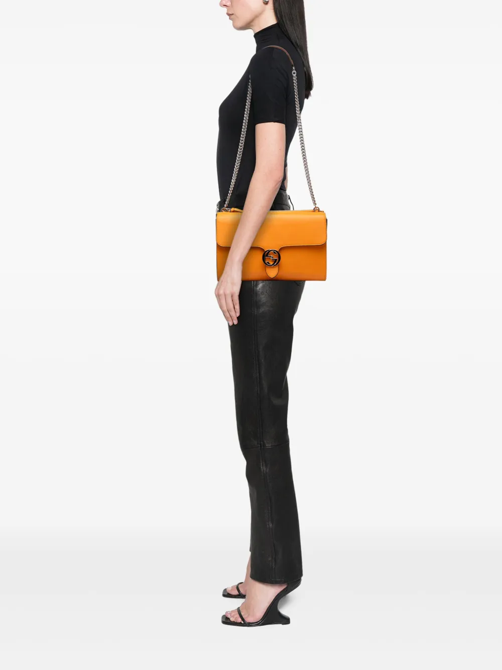 Gucci Pre-Owned Dollar Interlocking G 中号皮质斜挎包（2000-2015年典藏款） | 典藏臻品 | Image 2