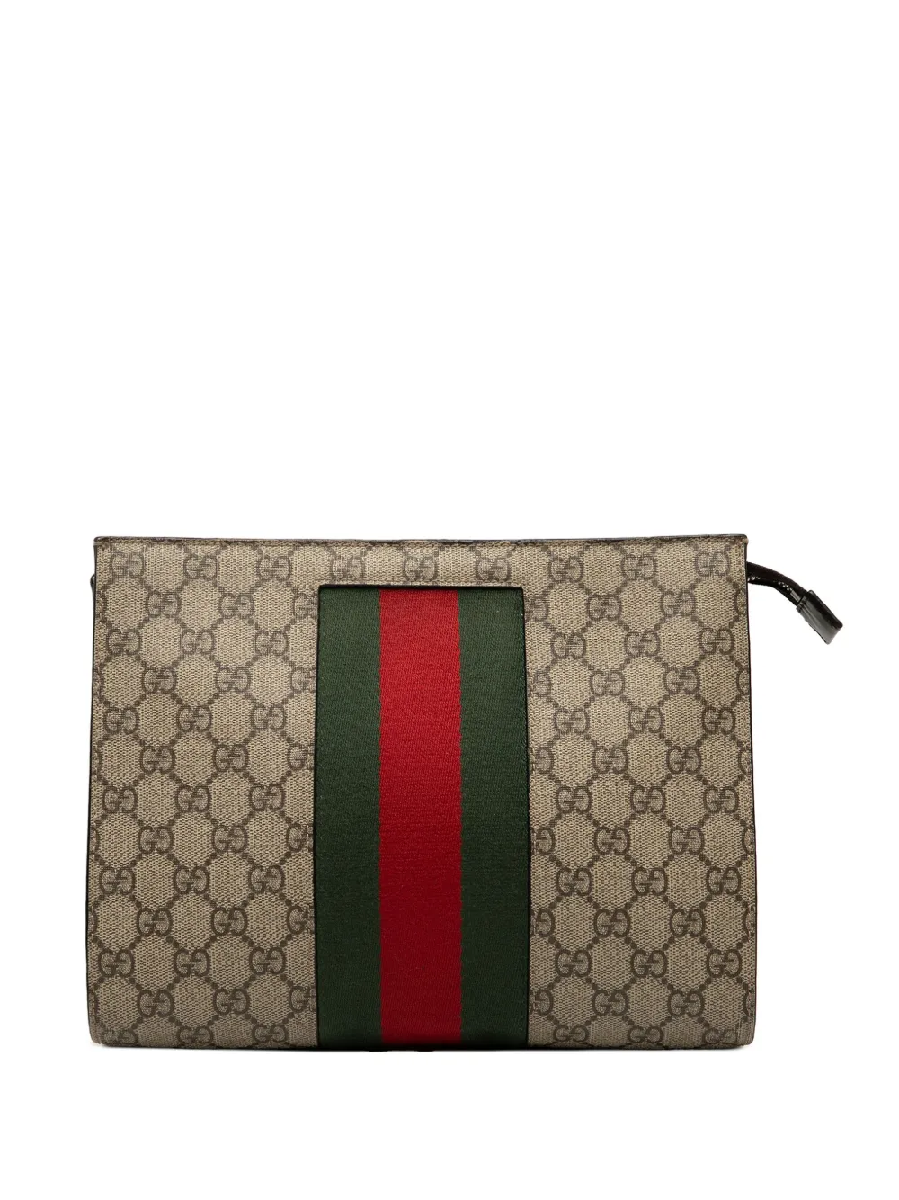 Pre-owned Gucci 2000-2015 Gg Supreme Web Clutch Bag In Brown