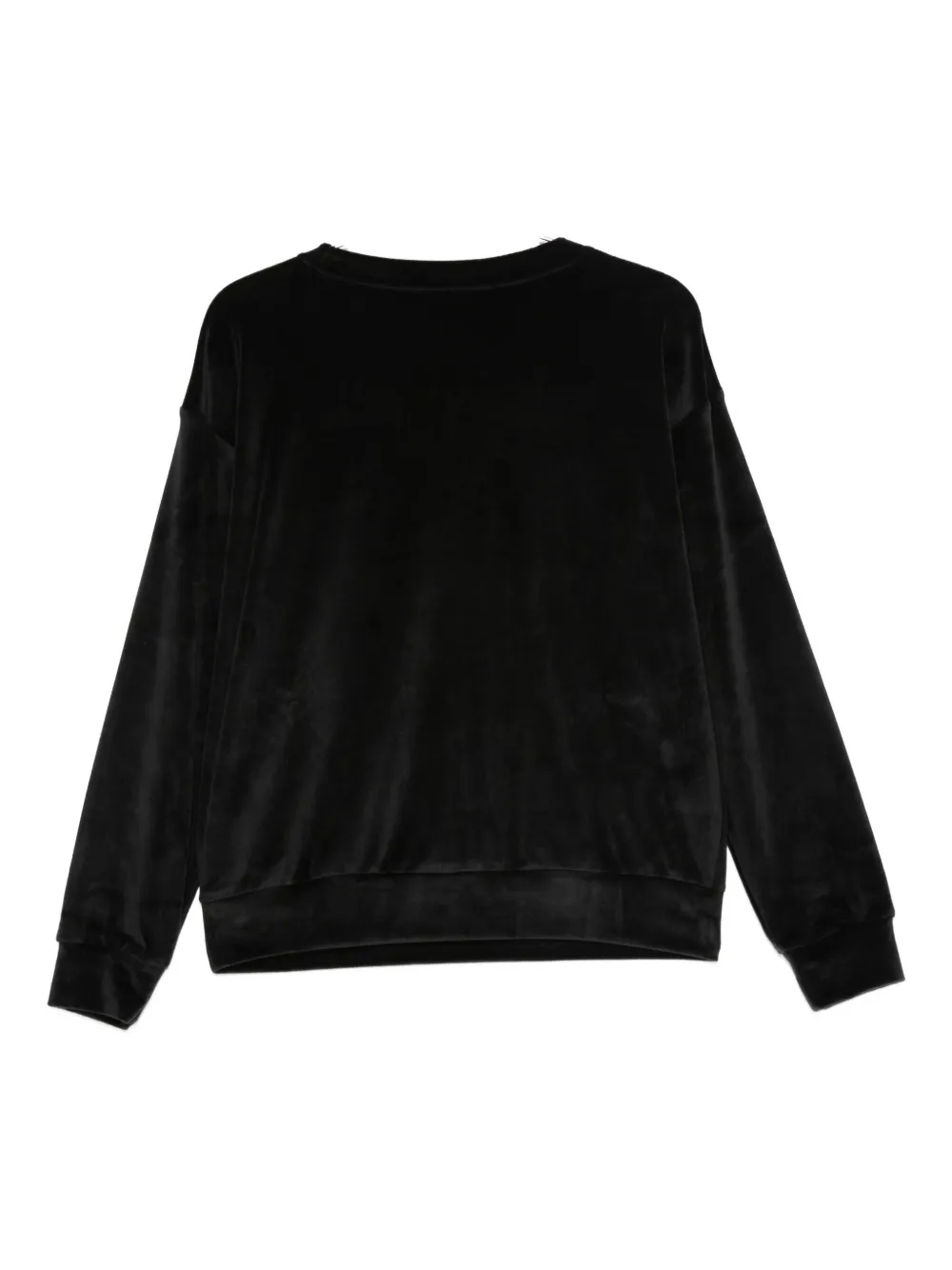 Emporio Armani Velvet Crew Neck Long Sleeve Knit Top In Black
