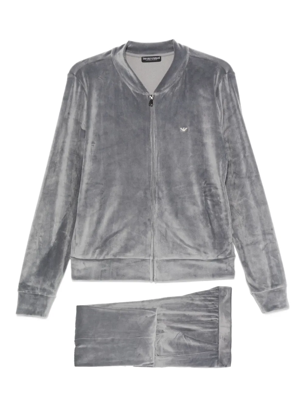 Emporio Armani chenille zip-up logo tracksuit - Grigio