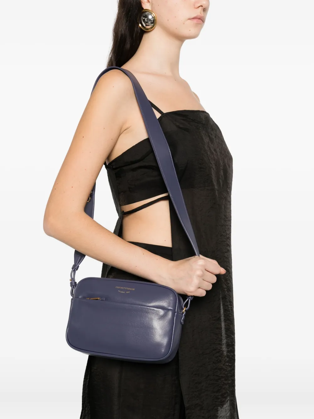 Emporio Armani Leren shopper met ritssluiting - Paars