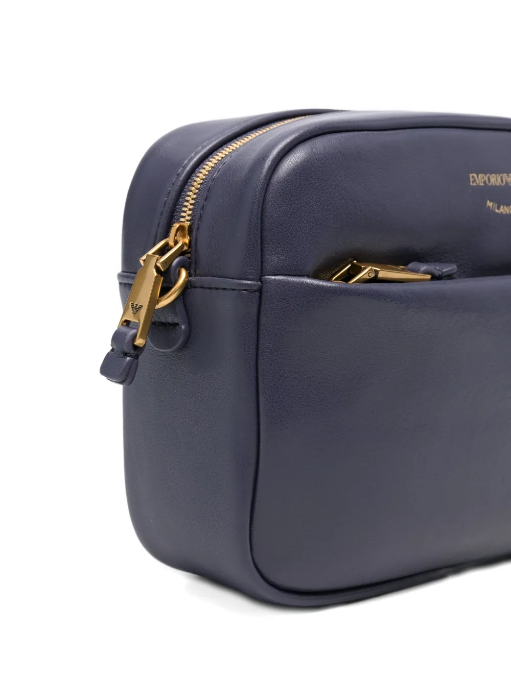 Emporio Armani Leren shopper met ritssluiting Paars