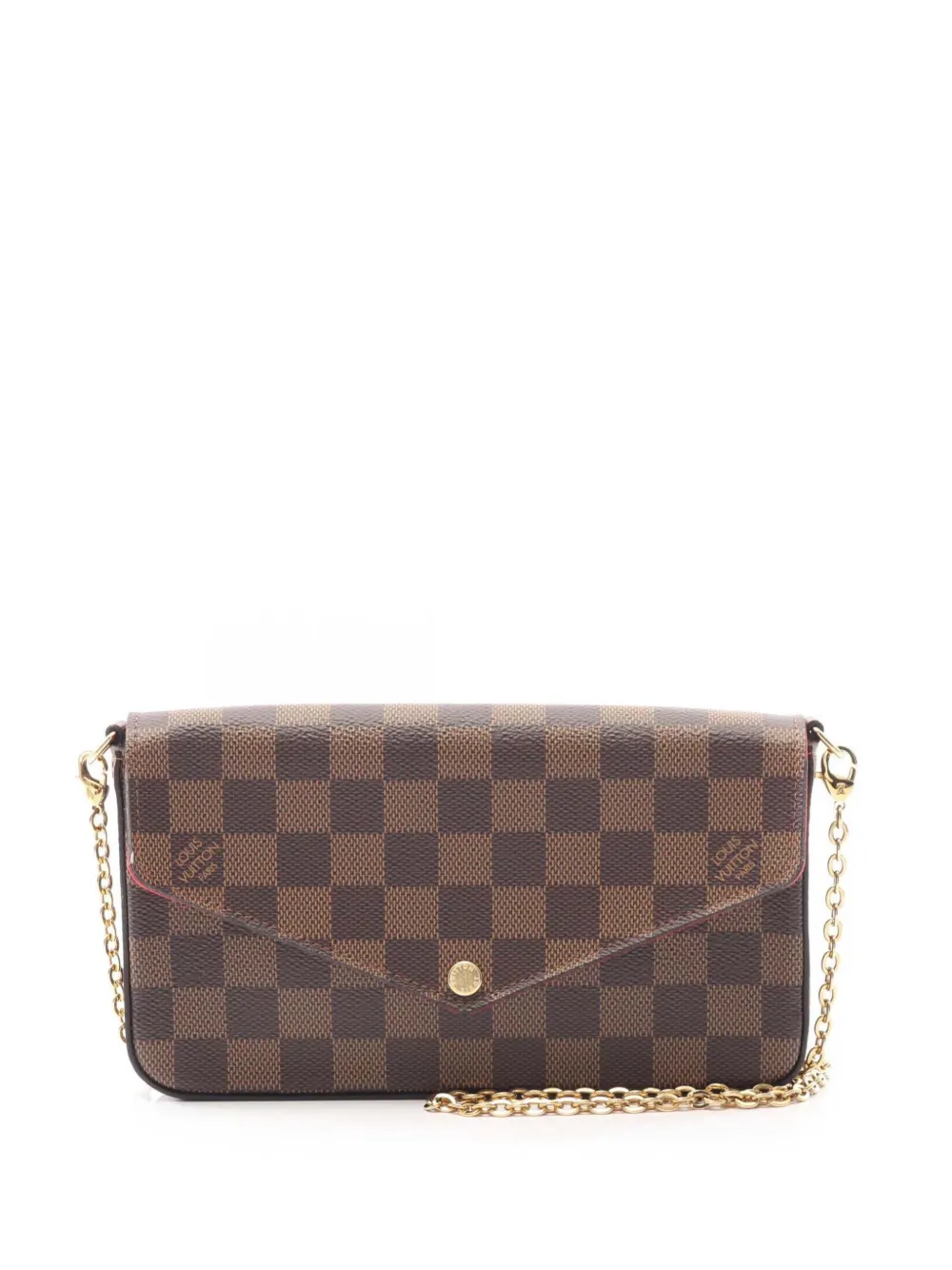 Pre-owned Louis Vuitton 2020 Damier Ebene Pochette Felicie Crossbody Bag In Brown