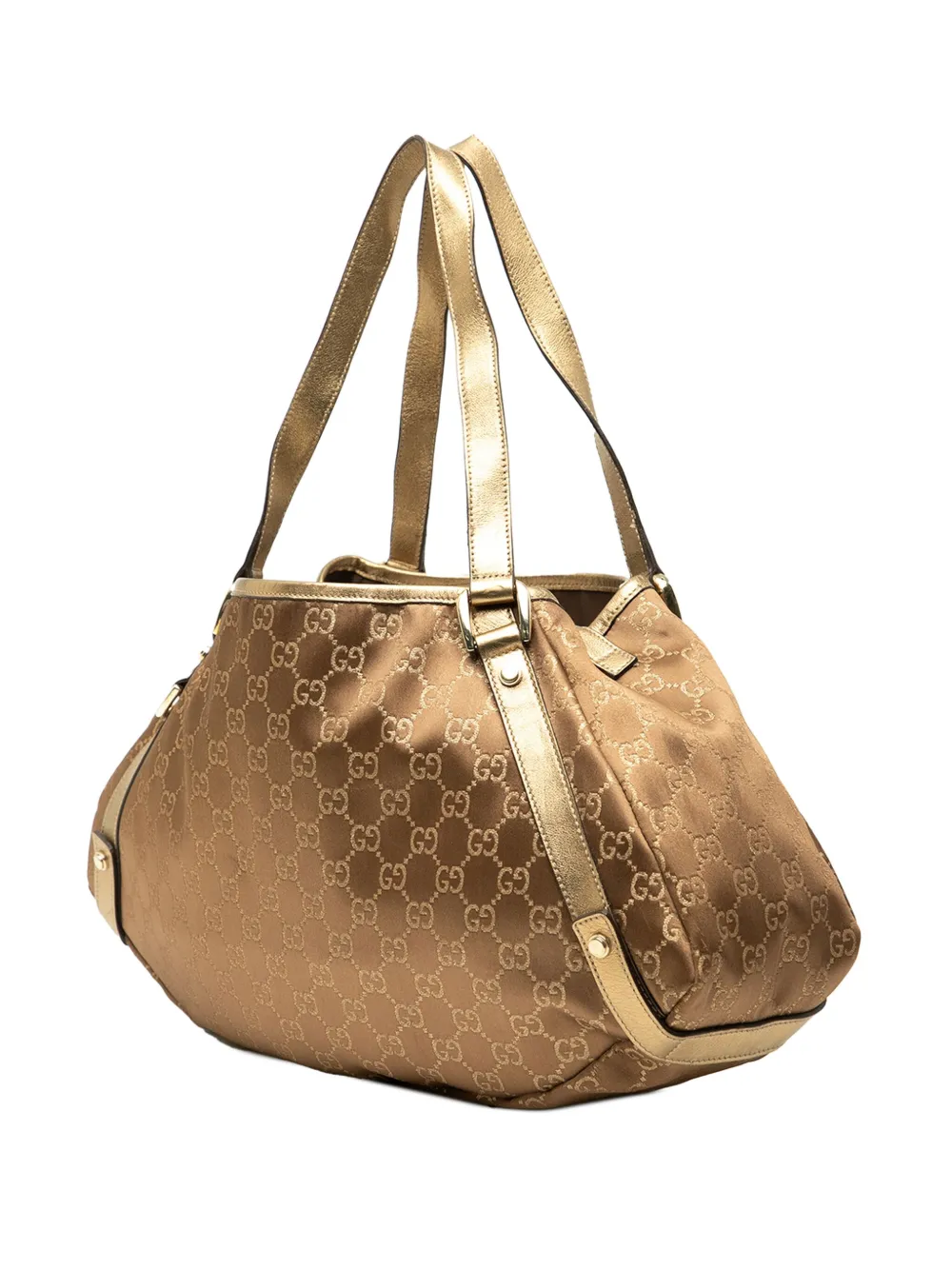 Pre-owned Gucci 2000-2015 Gg Canvas Abbey D Ring Tote Bag In Brown