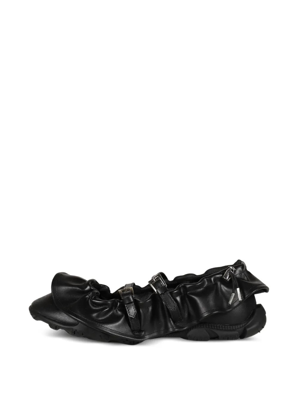 Rombaut Ballerina's met ruches en gesp Zwart