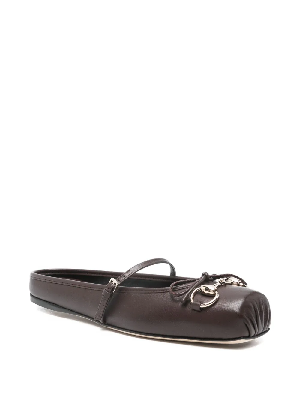 Gucci Horsebit ballerina's met bandje - Bruin