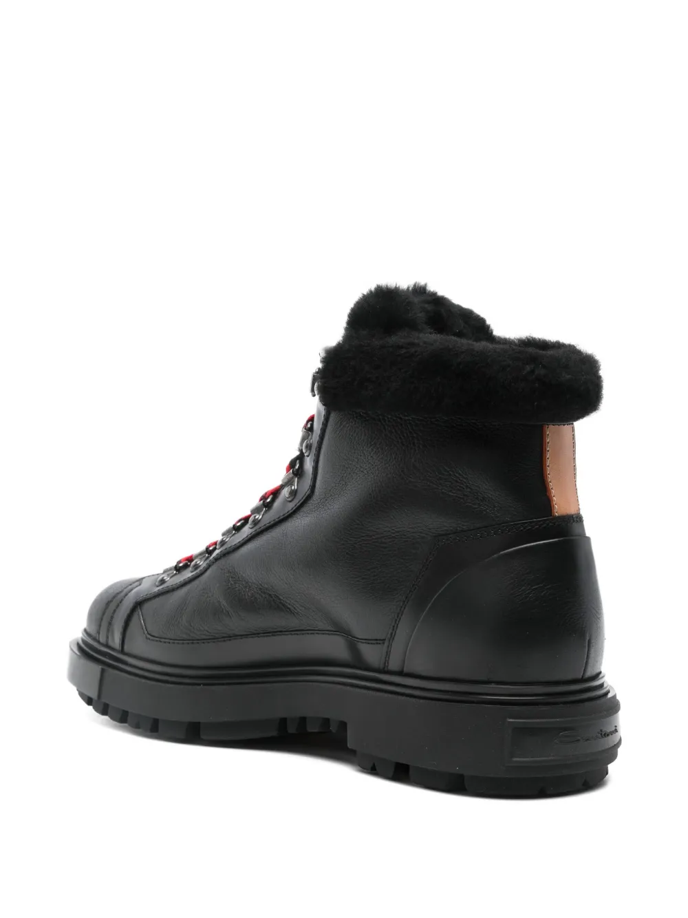 Santoni Laarzen met afwerking van bont Zwart