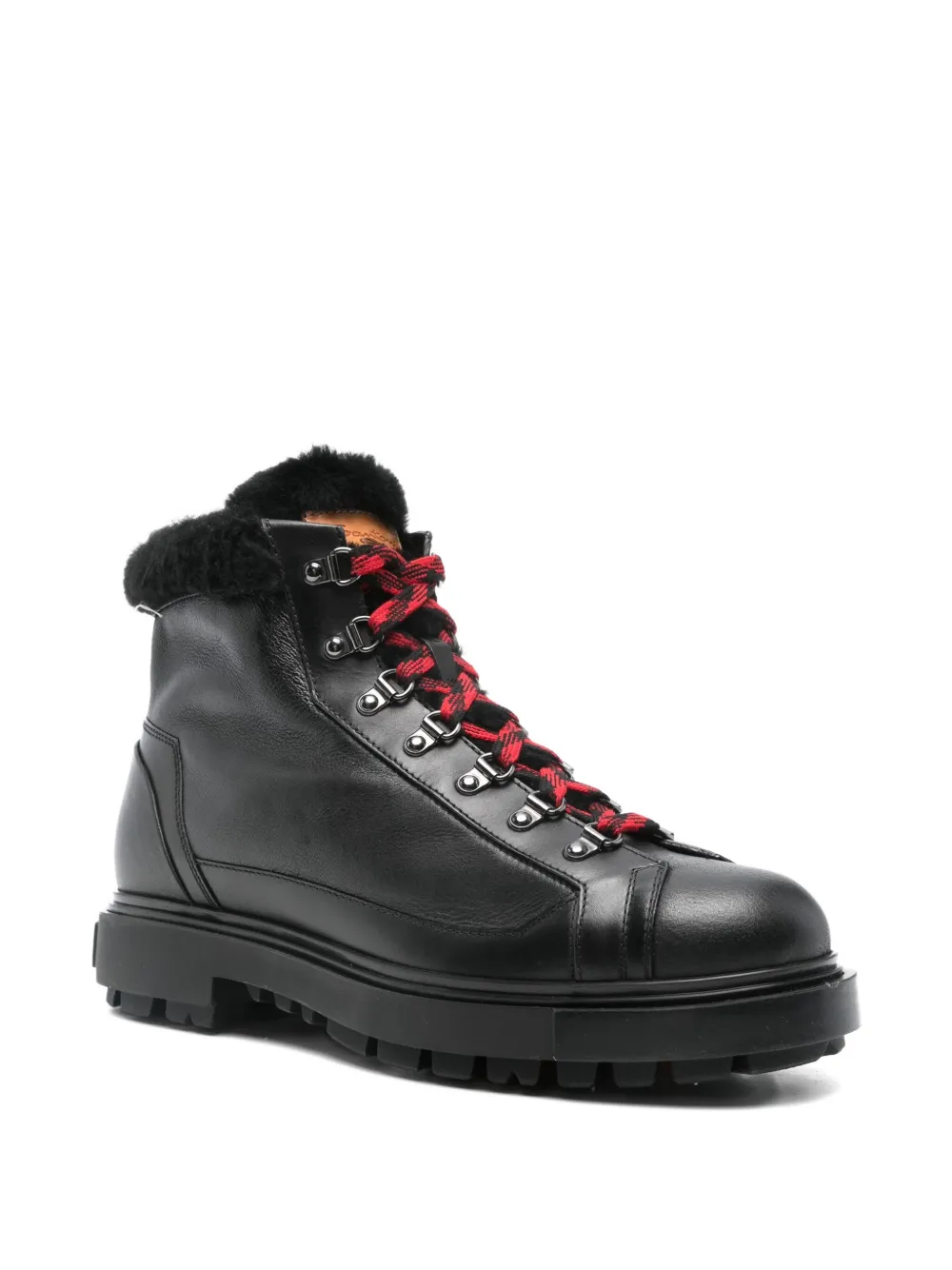 Santoni fur trim lace-up boots | Hiking Boots | Image 2