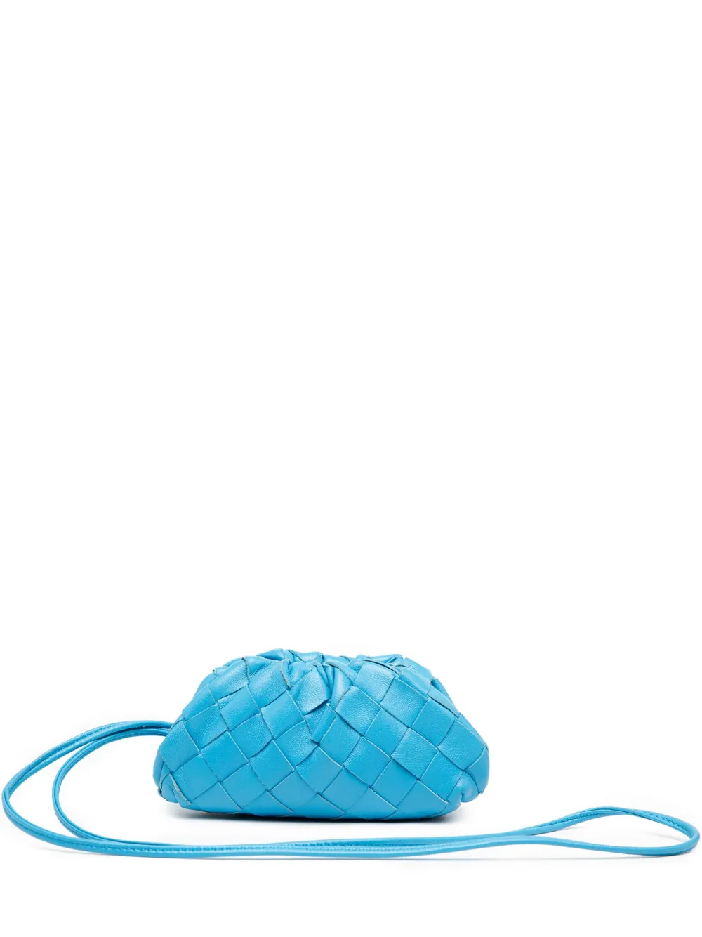 Pre-owned Bottega Veneta 2012-2025 Nappa Intrecciato The Extra Mini Pouch Crossbody Bag In Blue