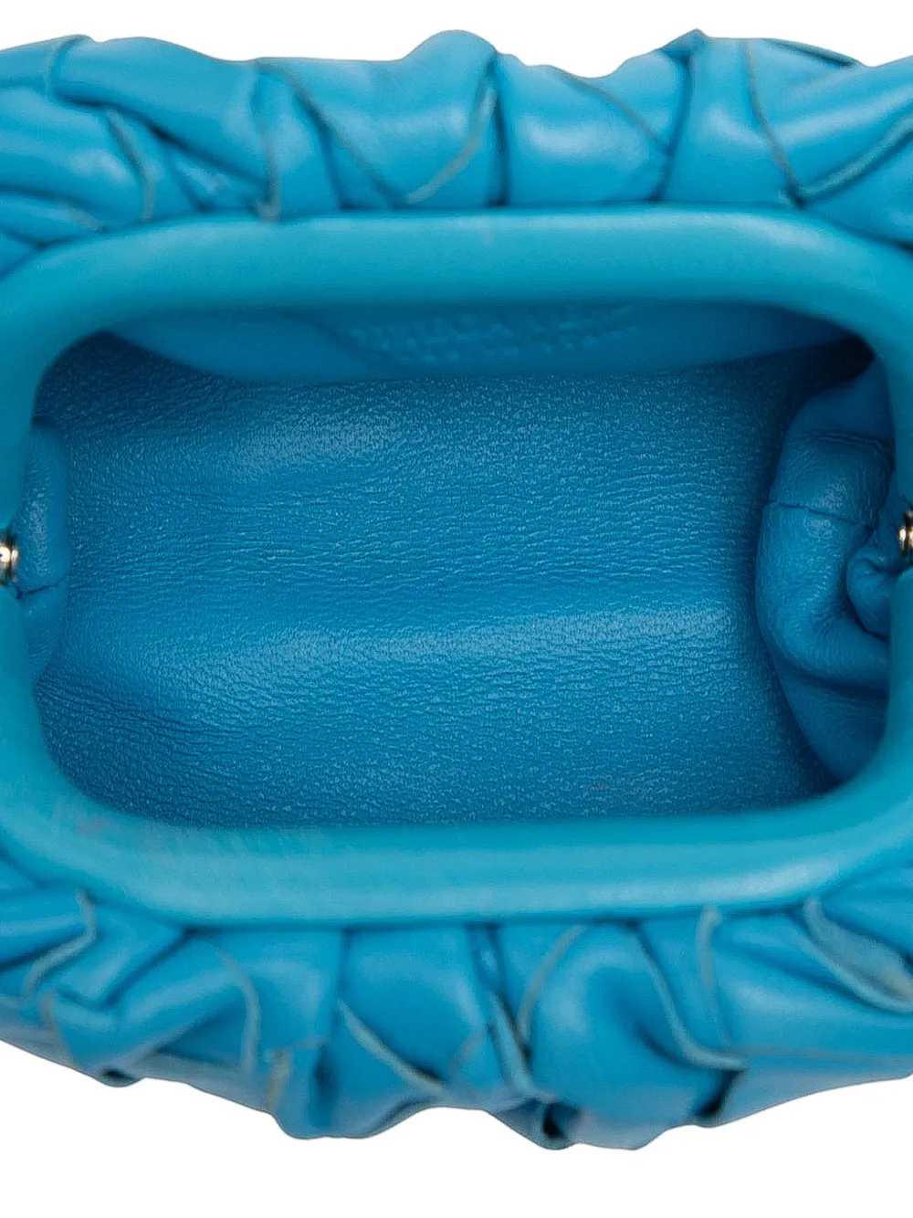 Pre-owned Bottega Veneta 2012-2025 Nappa Intrecciato The Extra Mini Pouch Crossbody Bag In Blue