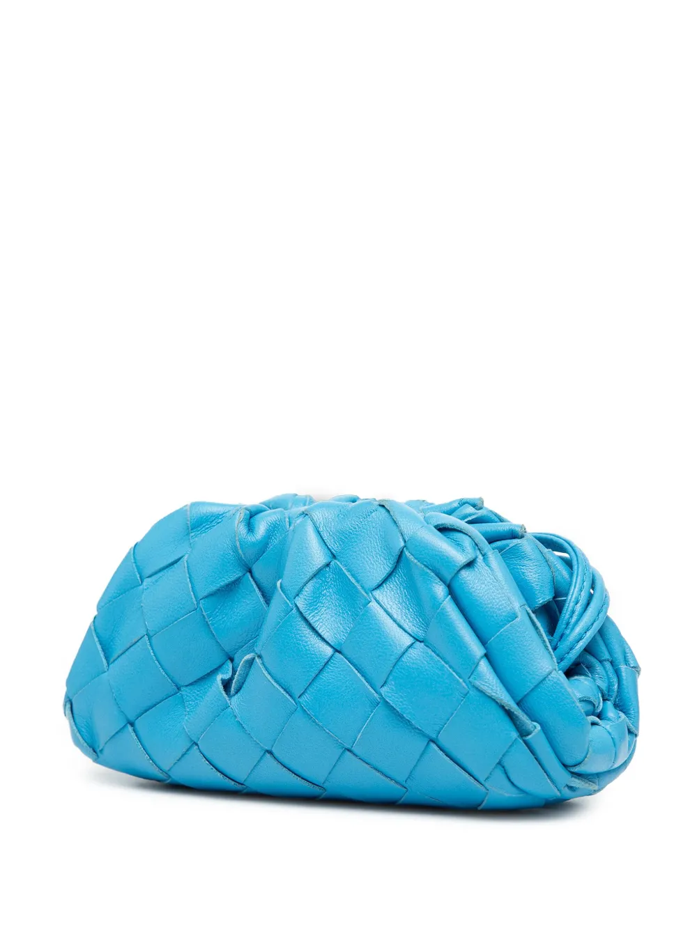 Pre-owned Bottega Veneta 2012-2025 Nappa Intrecciato The Extra Mini Pouch Crossbody Bag In Blue