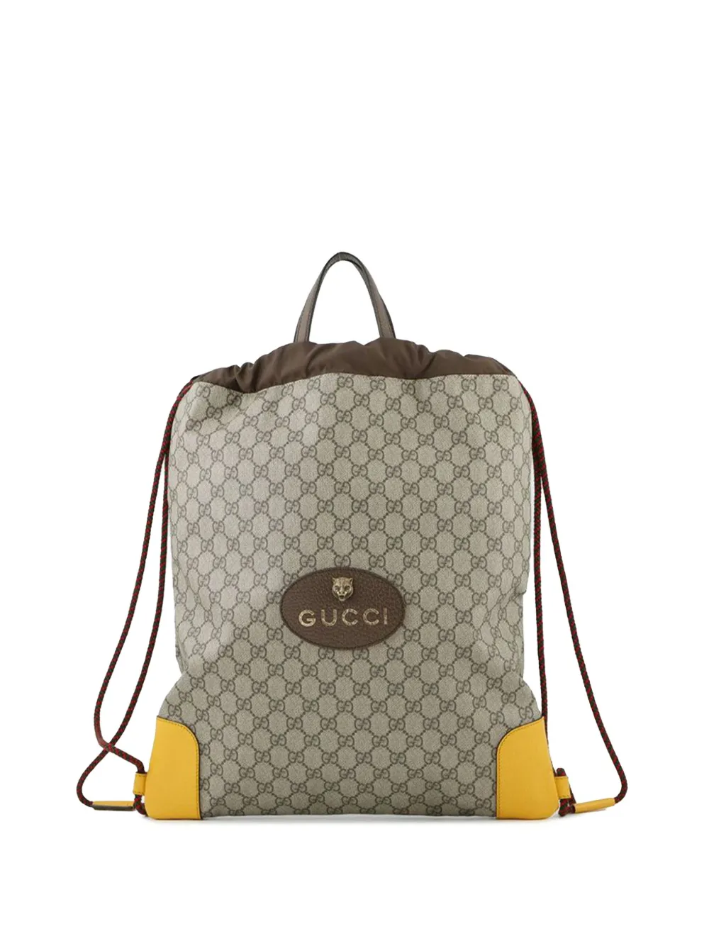 Pre-owned Gucci 2000-2015 Gg Supreme Neo Vintage Drawstring Backpack In Brown