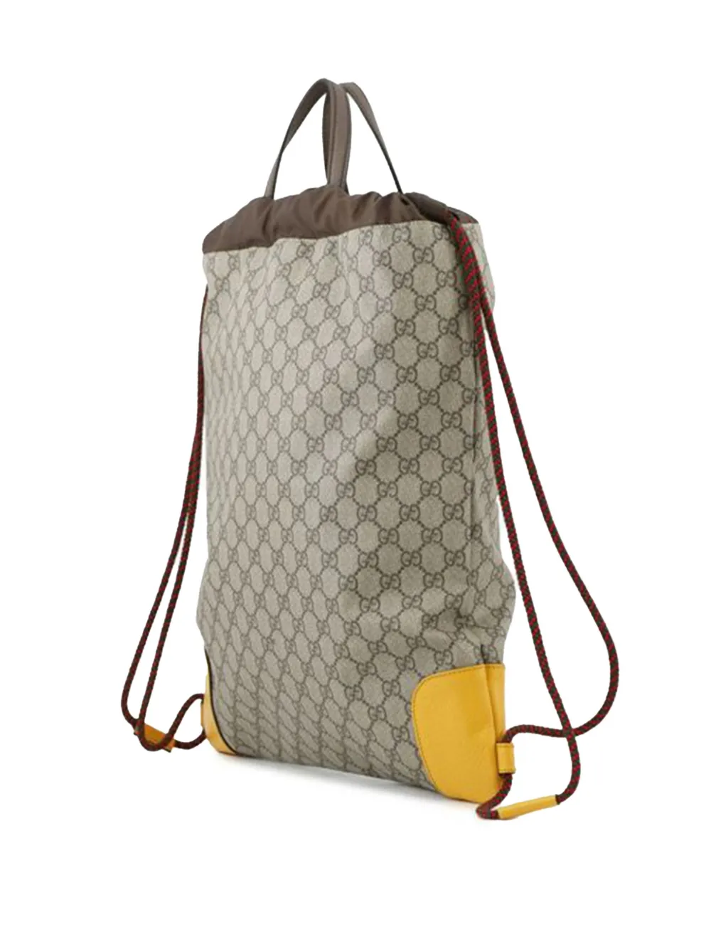 Pre-owned Gucci 2000-2015 Gg Supreme Neo Vintage Drawstring Backpack In Brown
