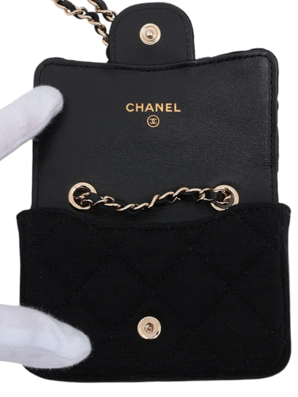 Pre-owned Chanel 2020 Mini Classic Jersey Flap Belt Bag In Black