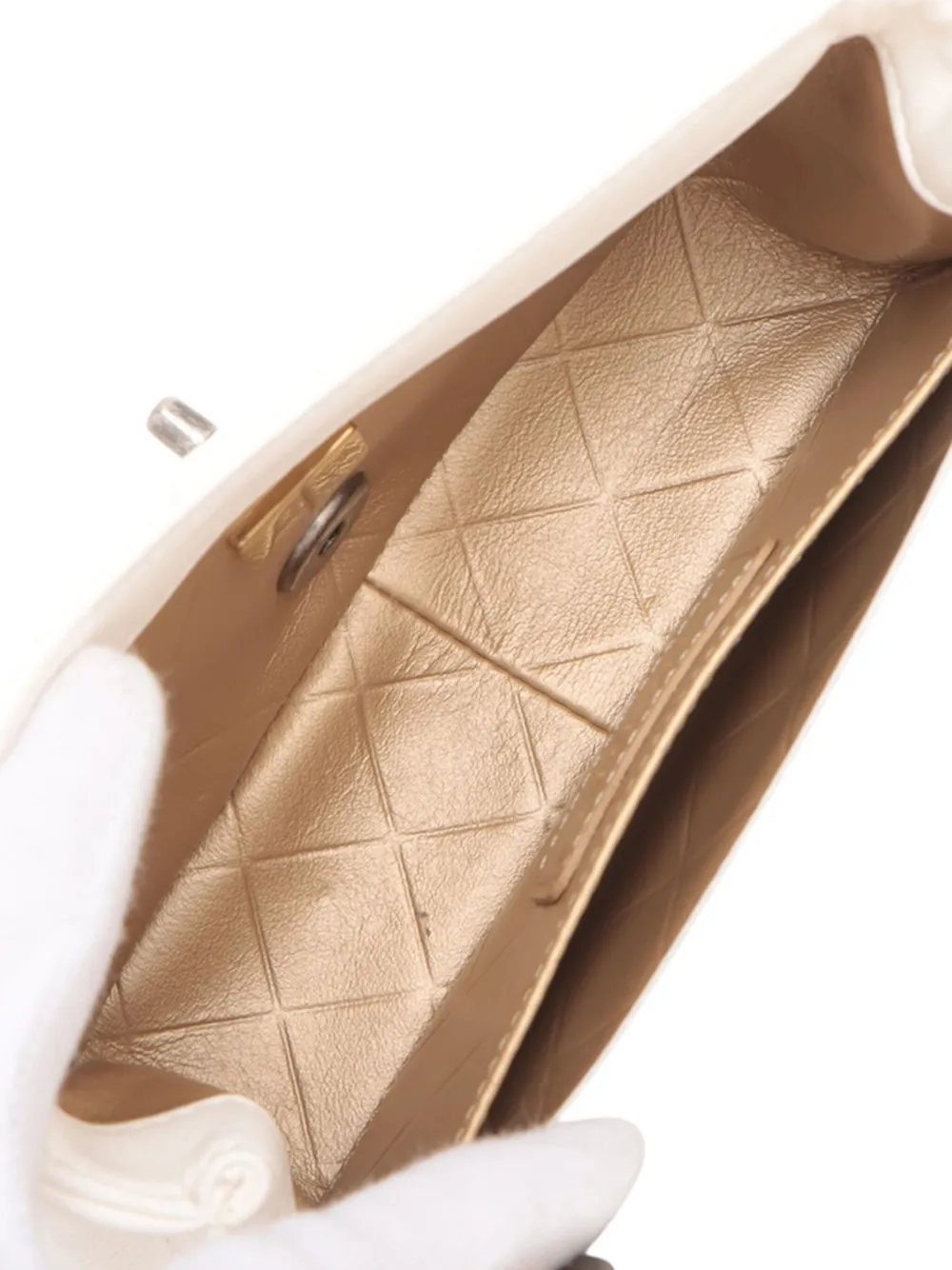 Pre-owned Chanel 2021-2025 Mini Quilted Lambskin Coco Clips Flap Crossbody Bag In White