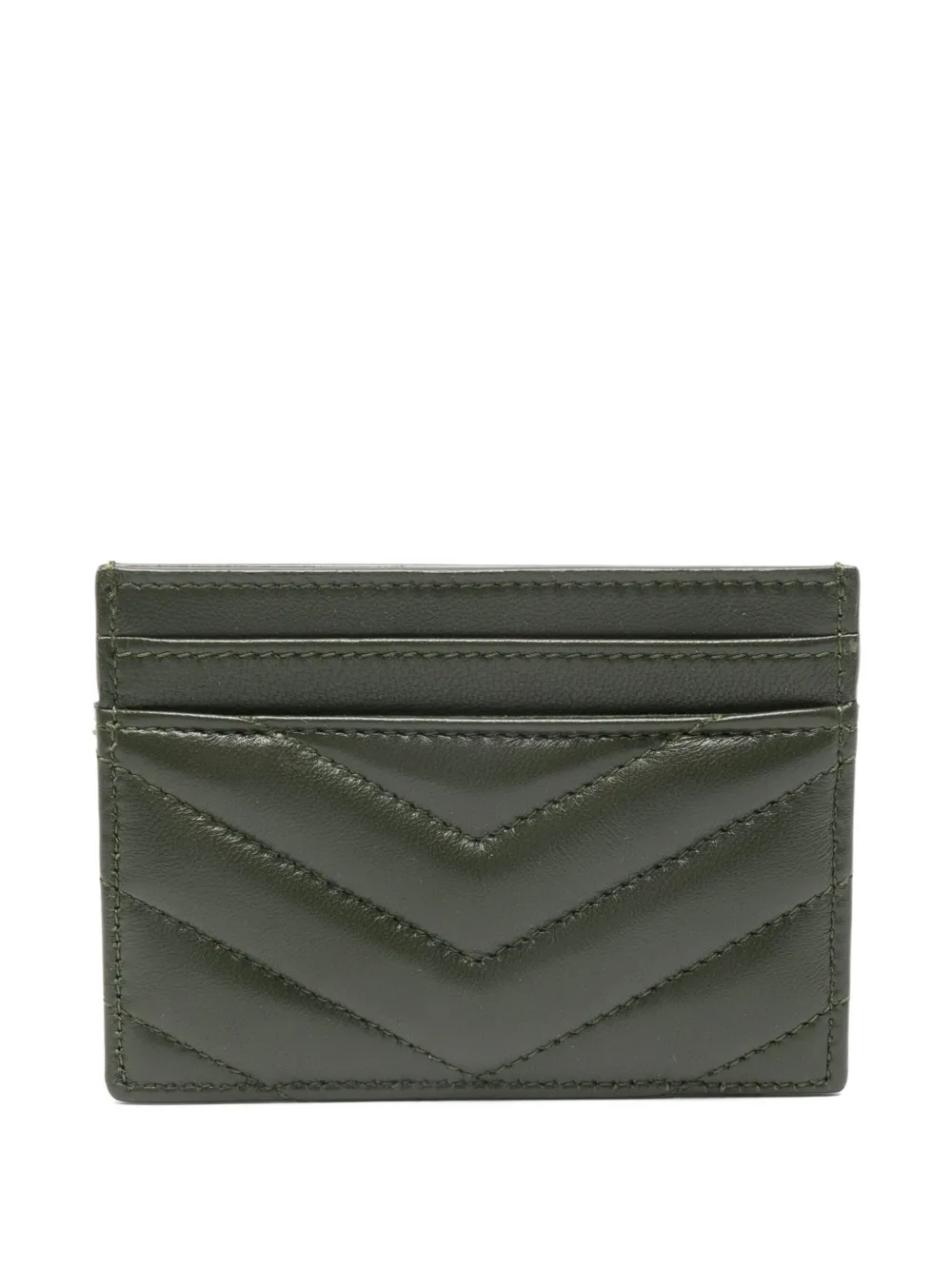 Saint Laurent Quilted Logo Cardholder In Brown