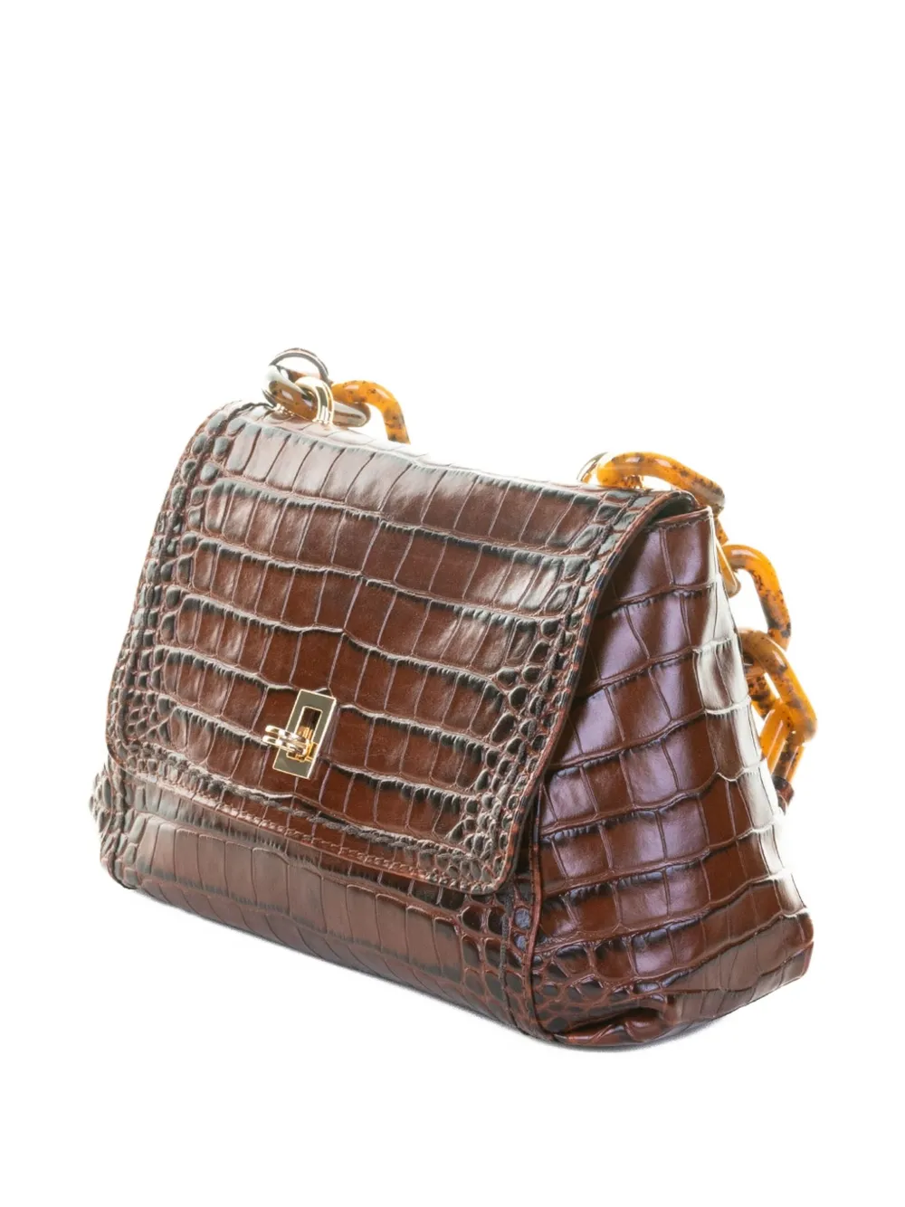 Visonà Croc-effect Shoulder Bag In Brown