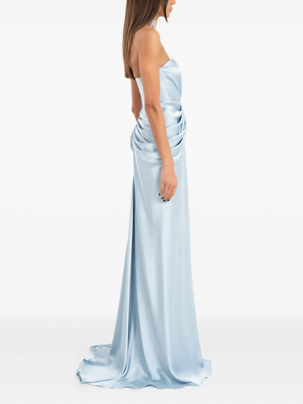 Ana Radu Strapless Maxi Dress In Blue