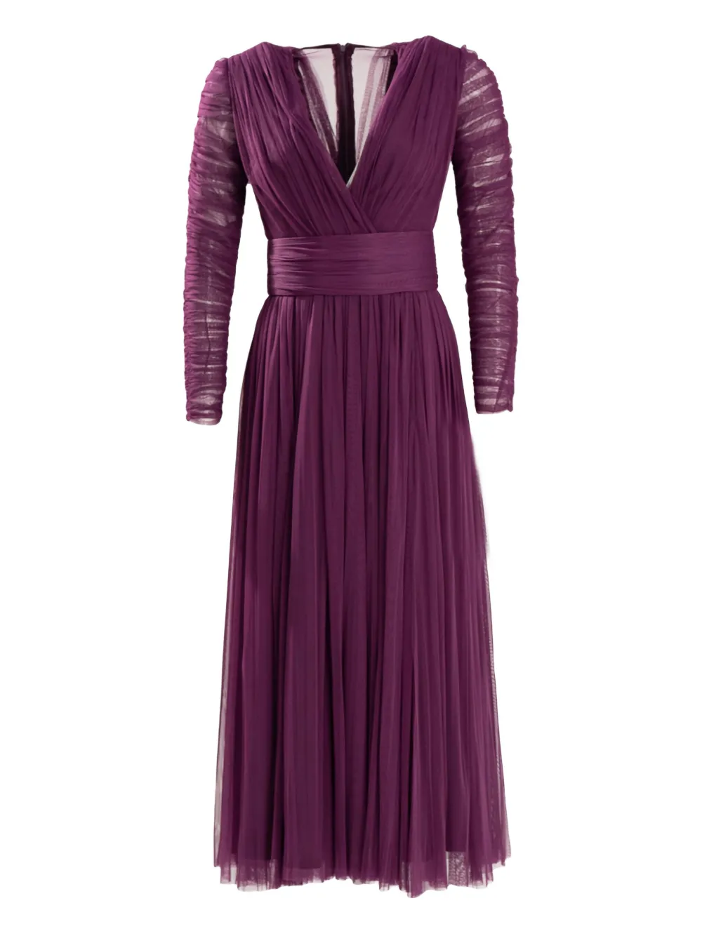 Ana Radu ロングスリーブ プリーツドレス - パープル Ana Radu ロングスリーブ プリーツドレス - パープル