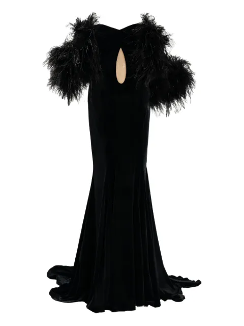 Ana Radu feather-embellishment cut-out maxi dress