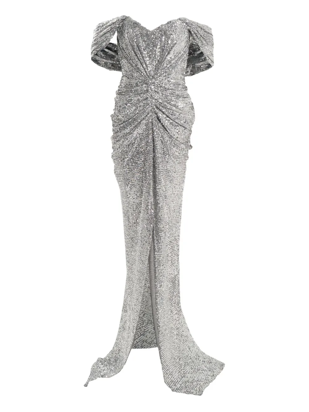 Ana Radu Off-shoulder Maxi Dress In Silver