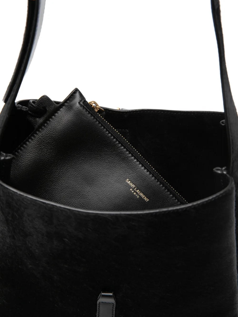 Saint Laurent Schoudertas met gespdetail Zwart