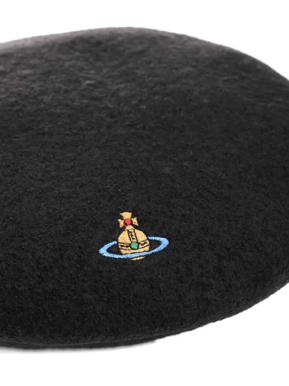 Vivienne Westwood Orb-embroidered Beret In Black
